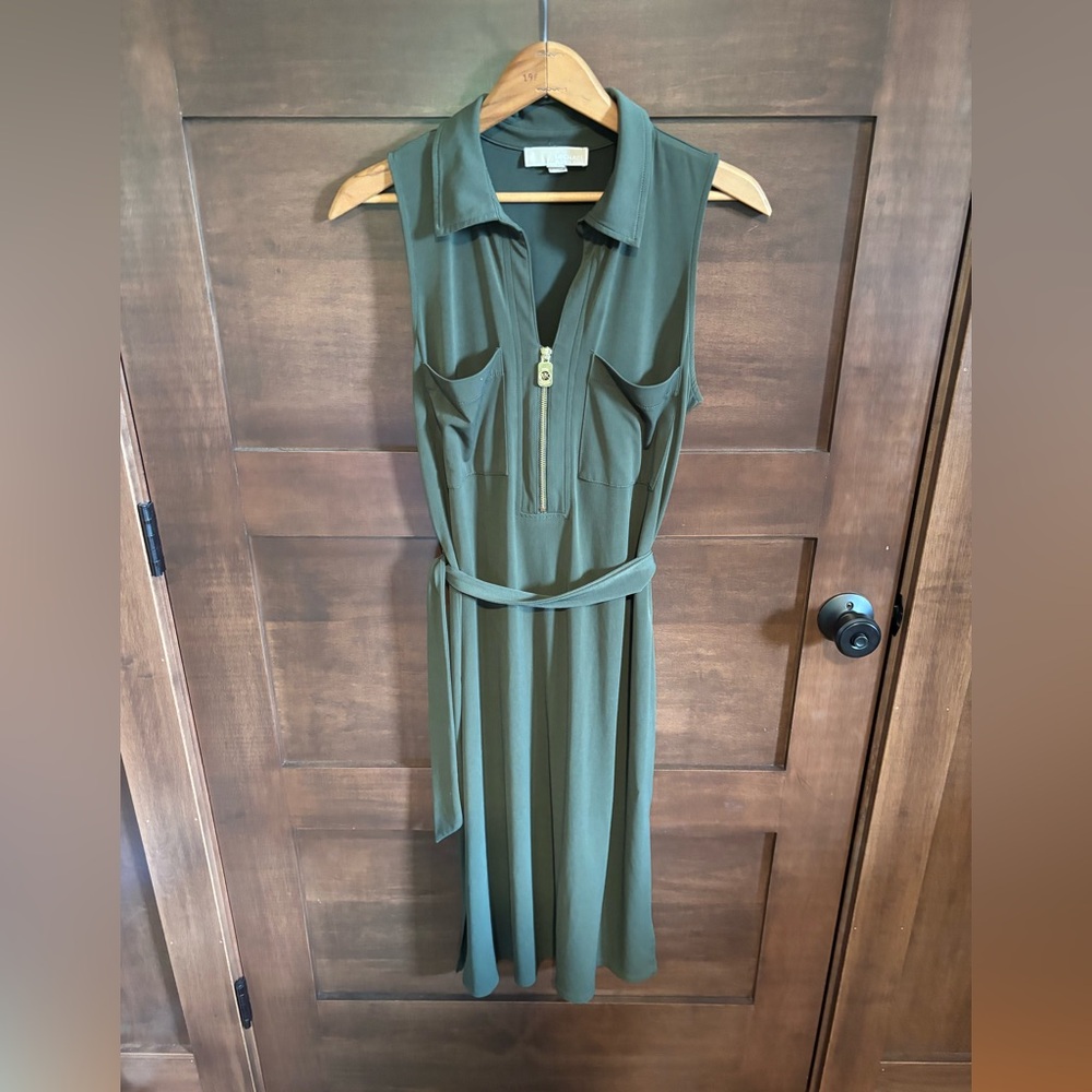 Michael Kors Green Sleeveless Midi Dress
